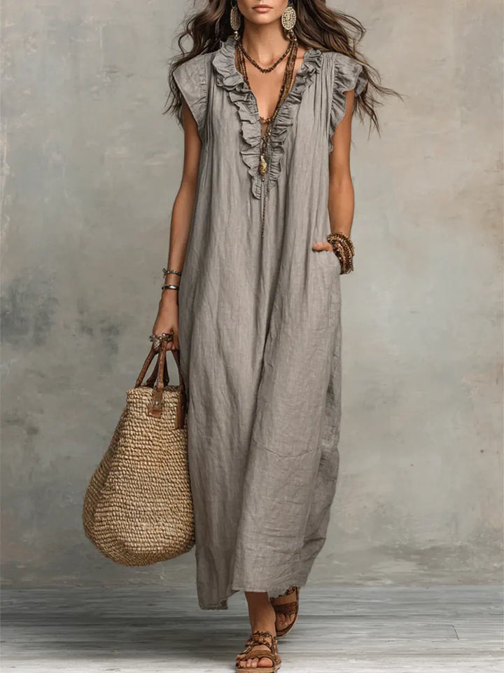 Maeve | Langes Kleid im Boho-Stil aus Leinen und Baumwolle
