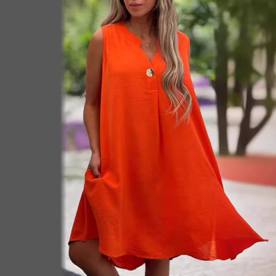 Elsie | Ärmelloses V-Ausschnitt Kleid