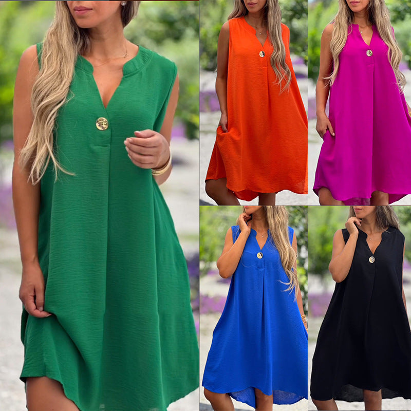 Elsie | Ärmelloses V-Ausschnitt Kleid