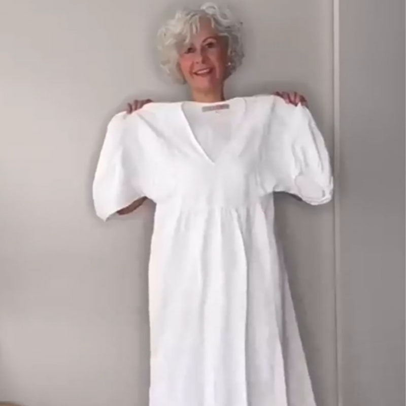 Zandrea | Lockeres Midi-Kleid mit V-Ausschnitt